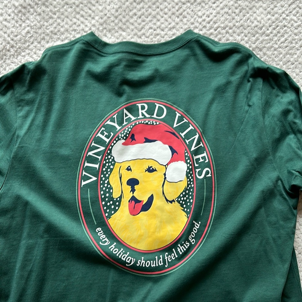 Vineyard Vines Holiday Dog Long-Sleeve Pocket Tee